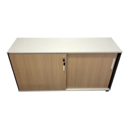 White 2-Door Sliding Door Credenza Storage