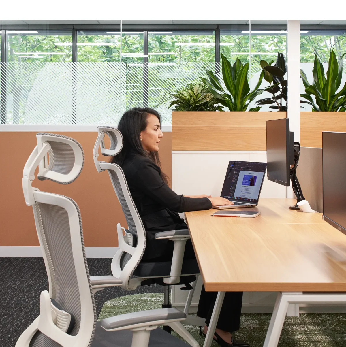 Winger Ergonomic Workspace Office Mesh Chair with Headrest in White at Waterman Moonee Ponds Coworking Space