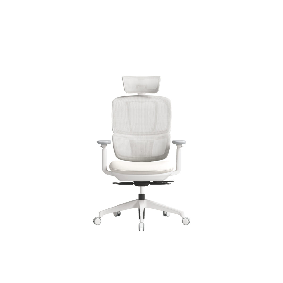 Front view of White H2 H2 Ergonomic Medium Back Office Task Chair for Coworking Spaces and Commercial Offices