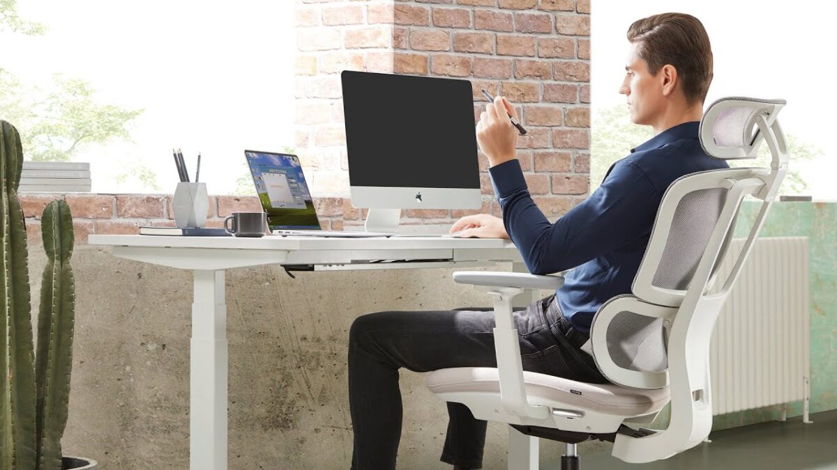 White H2 Ergonomic Medium Back Office Task Chair in Home Office