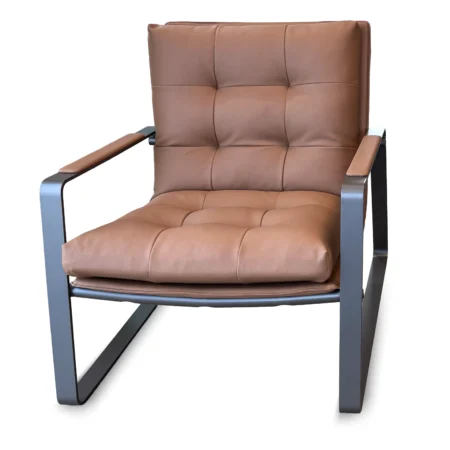 UC Lounge Armchair in Tan Leather For Coworking Centre Breakout Spaces Supplied by Coworking Solutions