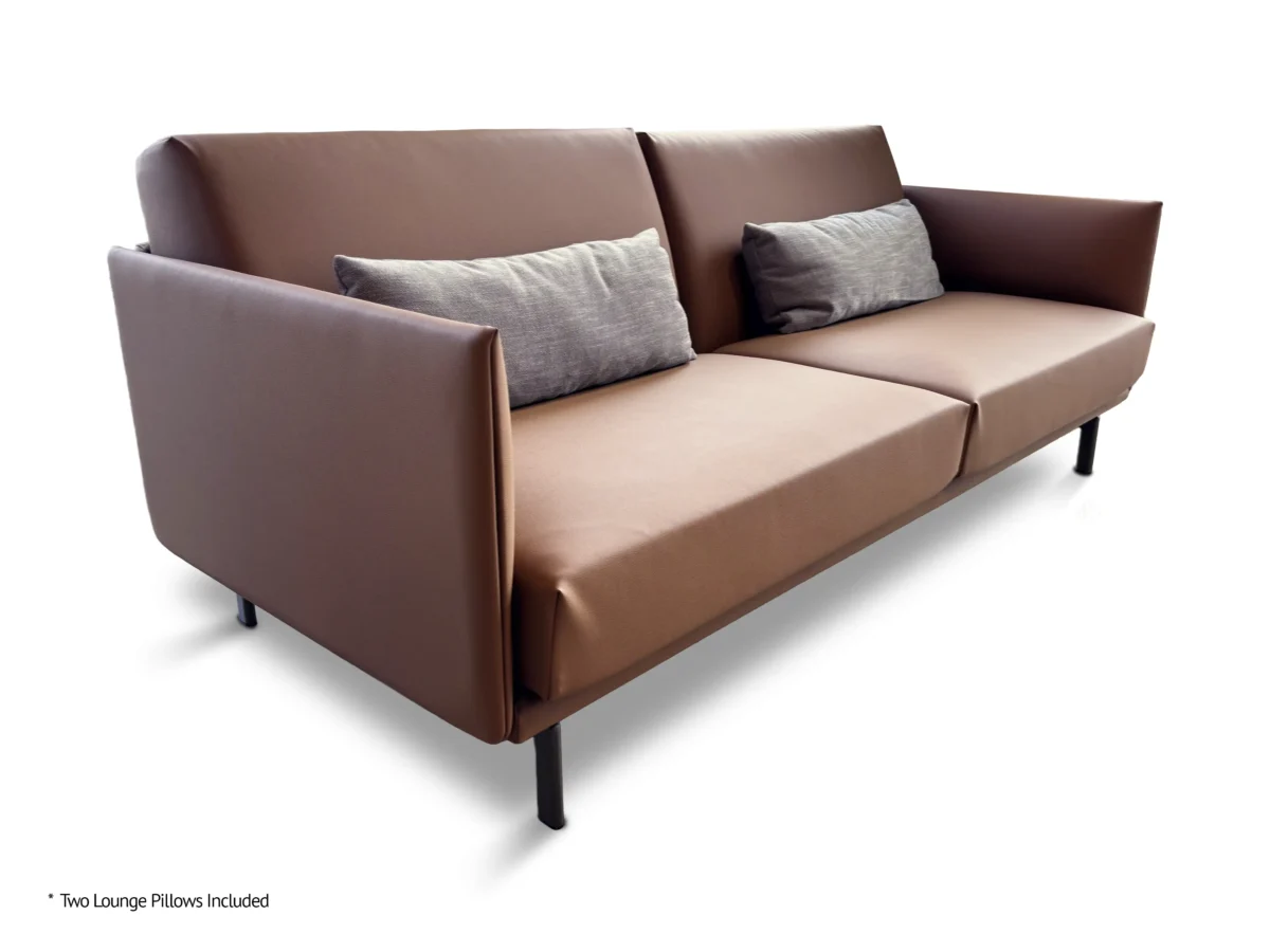 Aulenti 3-Seat Office Lounge Sofa - Tan/Brown Leather - Image 2