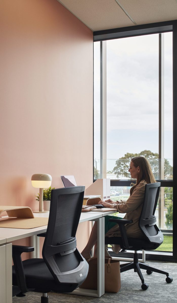 Black Iron Ergonomic Posture Mesh Office Task Chair in an Office at Waterman Clayton Coworking Centre