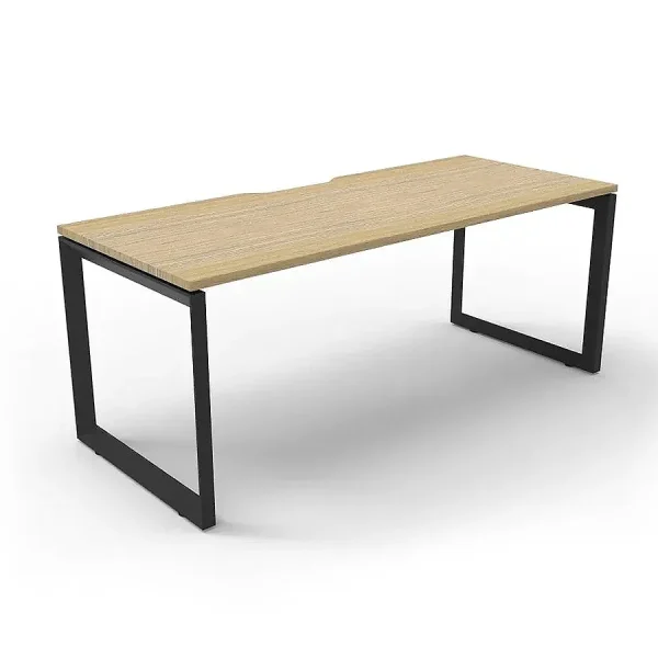 Standard Office Table for Coworking Spaces and Commercial Offices With Oak Table Top and Black Steel Legs